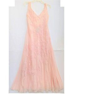 Lauren Ralph Lauren Embroidered Tulle Formal Evening Prom Maxi Dress